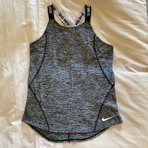 Nike Girls Heather Gray Athletic Tank with White Logo